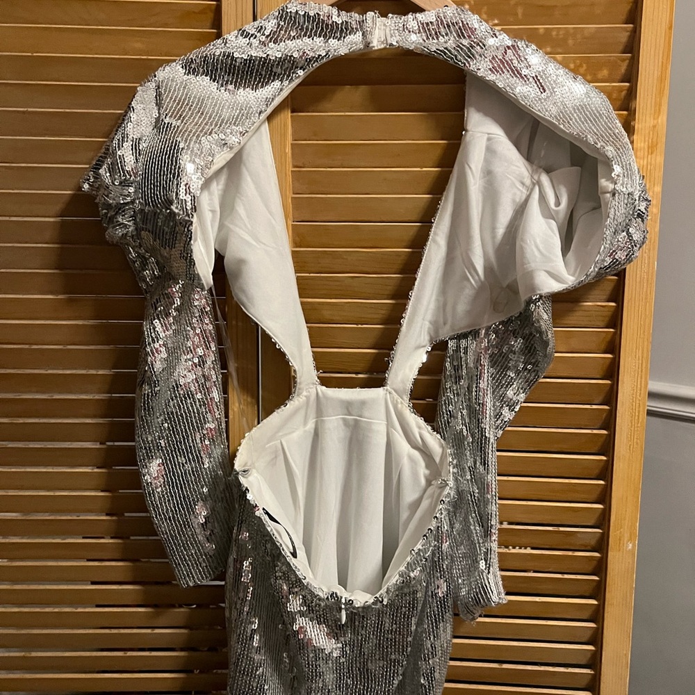 Sequence Backless Silver Mini Dress - image 3